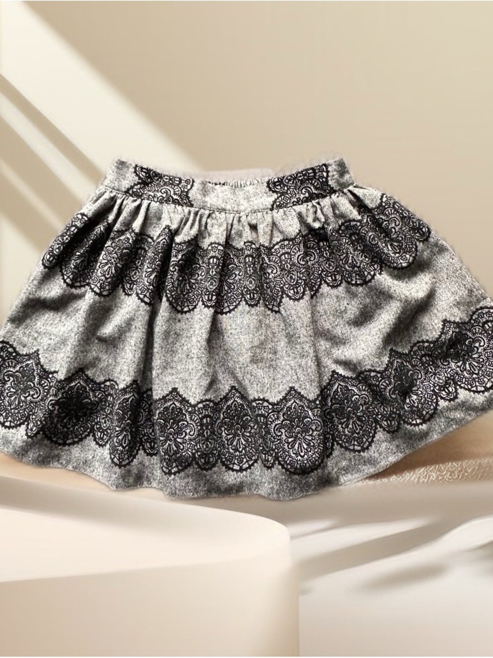 Snooki Love Gray Tweed with Lace-Trim Circle Skirt